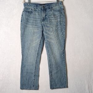 Who What Wear Women's Mid Rise Beaded Straight Leg Jeans‎ Size 6